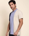 Men's Color Block Polo Neck Navy Blue T-Shirt