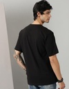 Black Sorted Print Men Oversized Tshirt