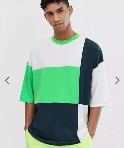 Trendy Odoky Oversized Colorblocked Half Sleeve Tshirt